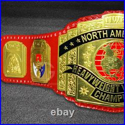 North American Wrestling Championship Belt 2mm BRASS Real Leather Adult Size