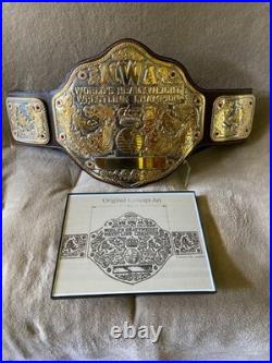 Nwa Big Gold World Heavyweight Championship Wrestling Title Belt & Stand Wwe