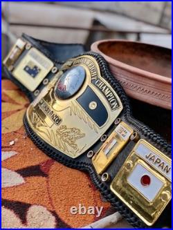 Nwa domed globe heavyweight championship belt, 4mm zinc, gold plated, real leather