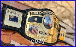 Nwa domed globe heavyweight championship belt, 4mm zinc, gold plated, real leather