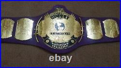 PURPLE WWF Classic Gold Winged Eagle Championship Belt Adult Size. 2mm