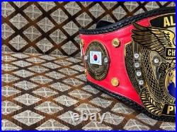 PWF ALL ASIA Championship leather Belt, 2MM brass On Leather Adult size