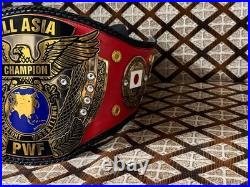 PWF ALL ASIA Championship leather Belt, 2MM brass On Leather Adult size