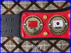 PWF ALL ASIA Championship leather Belt, 2MM brass On Leather Adult size