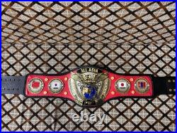 PWF ALL ASIA Championship leather Belt, 2MM brass On Leather Adult size