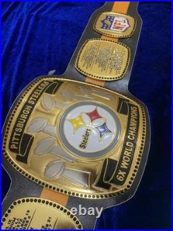 Pittsburgh steelers championship belt, 6x champion, gold plated, Leather strap