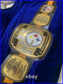 Pittsburgh steelers championship belt, 6x champion, gold plated, Leather strap