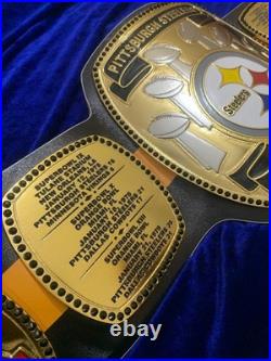 Pittsburgh steelers championship belt, 6x champion, gold plated, Leather strap