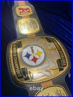 Pittsburgh steelers championship belt, 6x champion, gold plated, Leather strap