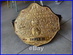 Real 3D WWE Logo Big Gold Heavyweight Championship Belt Triple H WCW Nameplate