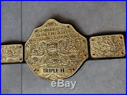 Real 3D WWE Logo Big Gold Heavyweight Championship Belt Triple H WCW Nameplate