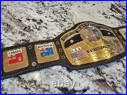 Real NWA Reggie Parks Domed Globe World Heavyweight Championship Leather Belt