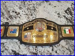 Real NWA Reggie Parks Domed Globe World Heavyweight Championship Leather Belt