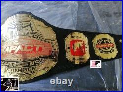 Red Tna Impact World Championship Chrome Leather Belt