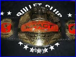 Red Tna Impact World Championship Chrome Leather Belt