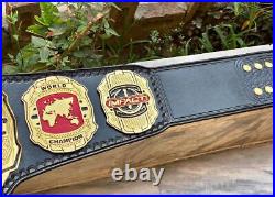 Red Tna Impact World Championship Chrome Leather Belt 4mm Gold Zinc Dual Layer