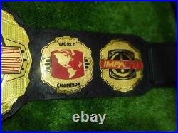 Red Tna Impact World Championship Leather Belt Dual Layers Adult Size