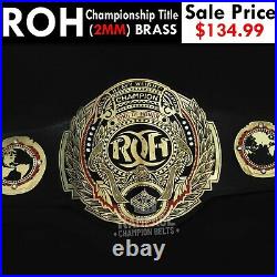 Ring of Honor World Heavyweight Championship Belt, Title Adult Size 2MM (BRASS)