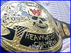 Smoking Skull Championship Belt 4mm Zinc Gold Plated Real Leather
