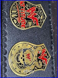 Smoking Skull Stone Cold Wrestling Championship Title Belt SNAK Leather BACK