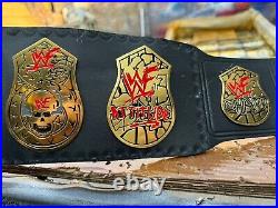 Smoking skull championship belt wrestling title 2mm brass adult size snake skin