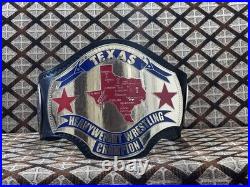 TEXAS HEAVYWEIGHT WRESTLING CHAMPION Replica Title BELT Brass 2MM on Leather For
