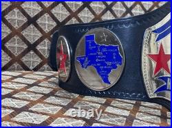 TEXAS HEAVYWEIGHT WRESTLING CHAMPION Replica Title BELT Brass 2MM on Leather For