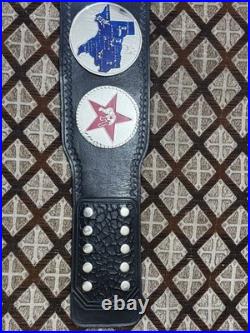 TEXAS HEAVYWEIGHT WRESTLING CHAMPION Replica Title BELT Brass 2MM on Leather For