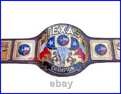 Texas Wrestling Championship Belt Leather Strap Adult Size 4 MM Zinc