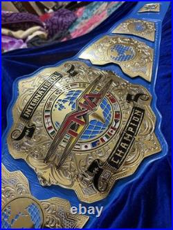 Tna International Championship Belt, 4mm zinc, Real Leather Strap, Dual Plated