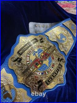 Tna International Championship Belt, 4mm zinc, Real Leather Strap, Dual Plated