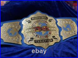 Tna International Championship Belt, 4mm zinc, Real Leather Strap, Dual Plated