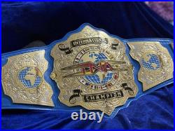Tna International Championship Belt, 4mm zinc, Real Leather Strap, Dual Plated