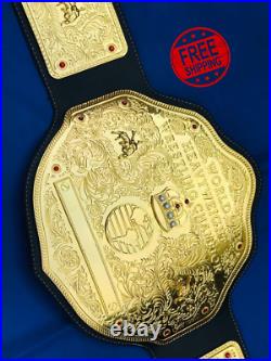 WCW Big Gold World Heavyweight Championship Title Belt Replica Brass Black strap