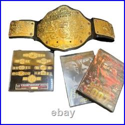 WCW Big Gold World Heavyweight Wrestling Championship Belt Replica, Pins, DVDs WCW Big Gold World Heavyweight Wrestling Championship Belt Replica, Pins, DVDs