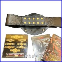 WCW Big Gold World Heavyweight Wrestling Championship Belt Replica, Pins, DVDs WCW Big Gold World Heavyweight Wrestling Championship Belt Replica, Pins, DVDs