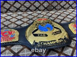 WCW World Tag Team Championship Belt Replica Adult Size 4mm Brass/Leather