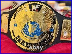 WWE Big Eagle Champion 4mm Heavy Zinc Black & Blue Cowhide Strap Free Ship US