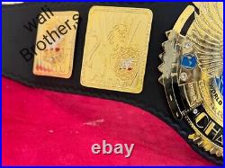 WWE Big Eagle Champion 4mm Heavy Zinc Black & Blue Cowhide Strap Free Ship US