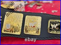 WWE Big Eagle Champion 4mm Heavy Zinc Black & Blue Cowhide Strap Free Ship US