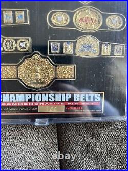 WWE Championship Belts Commemorative Pin Set Limited Edition 169/2000 WWF 2003