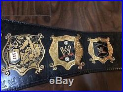 WWE Metal Plate Leather Strap Adult Size Undisputed Championship Title Belt V2