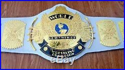 WWF Classic GOLD Wing Eagle WHITE LEATHER Championship Belt Adult Size