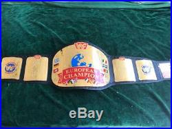 WWF European Wrestling Championship Leather Replica Belt Brass Plated Adult Size