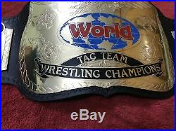 WWF World TAG TEAM CHAMPIONSHIP BELT / 4mm Plates / 100% Leather / Adult Size