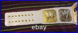 White Intercontinental Championship Wrestling Leather Belt Replica Metal Plated