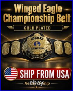 Winged Eagle Gold Wrestling Championship Replica Title Belt 6MM Zinc Adult Size