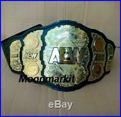 World AEW Championship Wrestling Belt Metal Brass Gold Plated 100% Leather 3mm