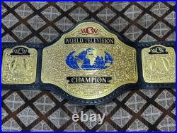 World Television Championship Replica Title Belt 4mm Brass/Leather 4mm