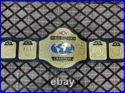 World Television Championship Replica Title Belt 4mm Brass/Leather 4mm